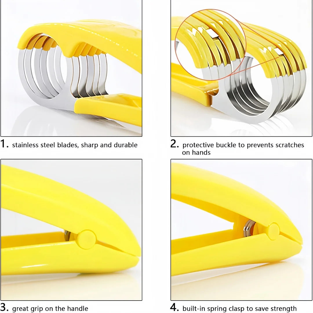 Banana Slicer Curved Handle Stainless Steel Blade Kitchen Knife for Cutting Fruits Vegetables Sausage Cutting Machine Chopper