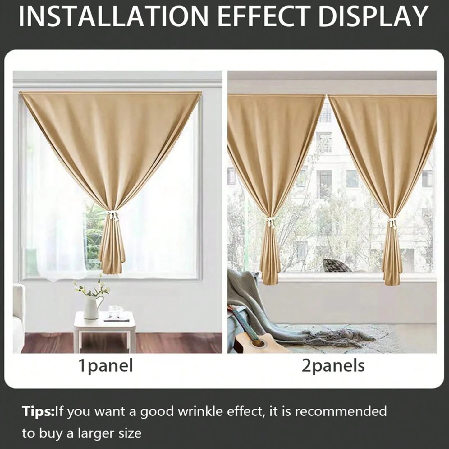 1pc Modern Elegant 100%Blackout Curtain, Fashion Home Decor for Living Room Bedroom, Effective UV Blocker Drapes, Korean Style