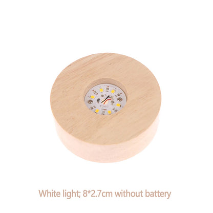 1PC Battery Operated 8/10cm Round Wooden LED Light Dispaly Base Stand Holder Table Night Lamp Base Crystal Glass Art Ornaments
