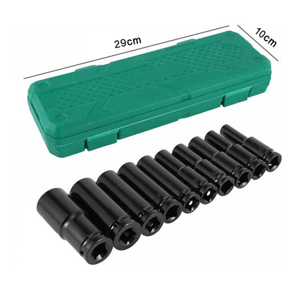 10pcs Impact Socket Set 1/2” Drive Hex Spanner Deep Sockets 10-24mm Pneumatic Wrench Head Tire Removal Tools