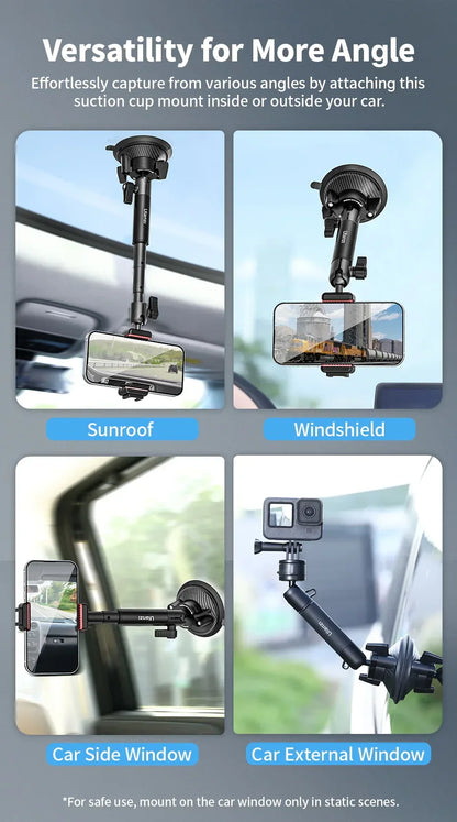 Ulanzi Go-Quick II Action Camera Smartphone Suction Cup Mount 1/4'' Screw 360° Ballhead For GoPro for Insta360 Phone Car Holder