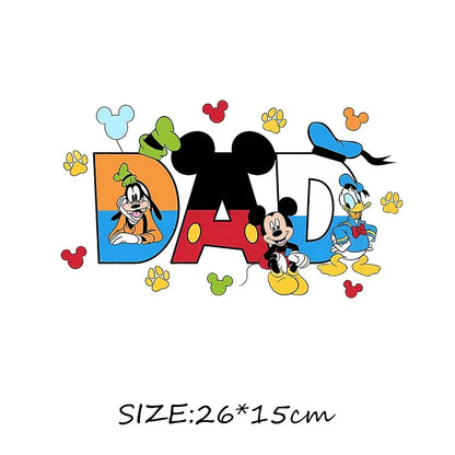 Mom Life Mother's DAY DAD Alphabets Mickey Minnie Iron on Transfers Heat Press Stickers for Clothes