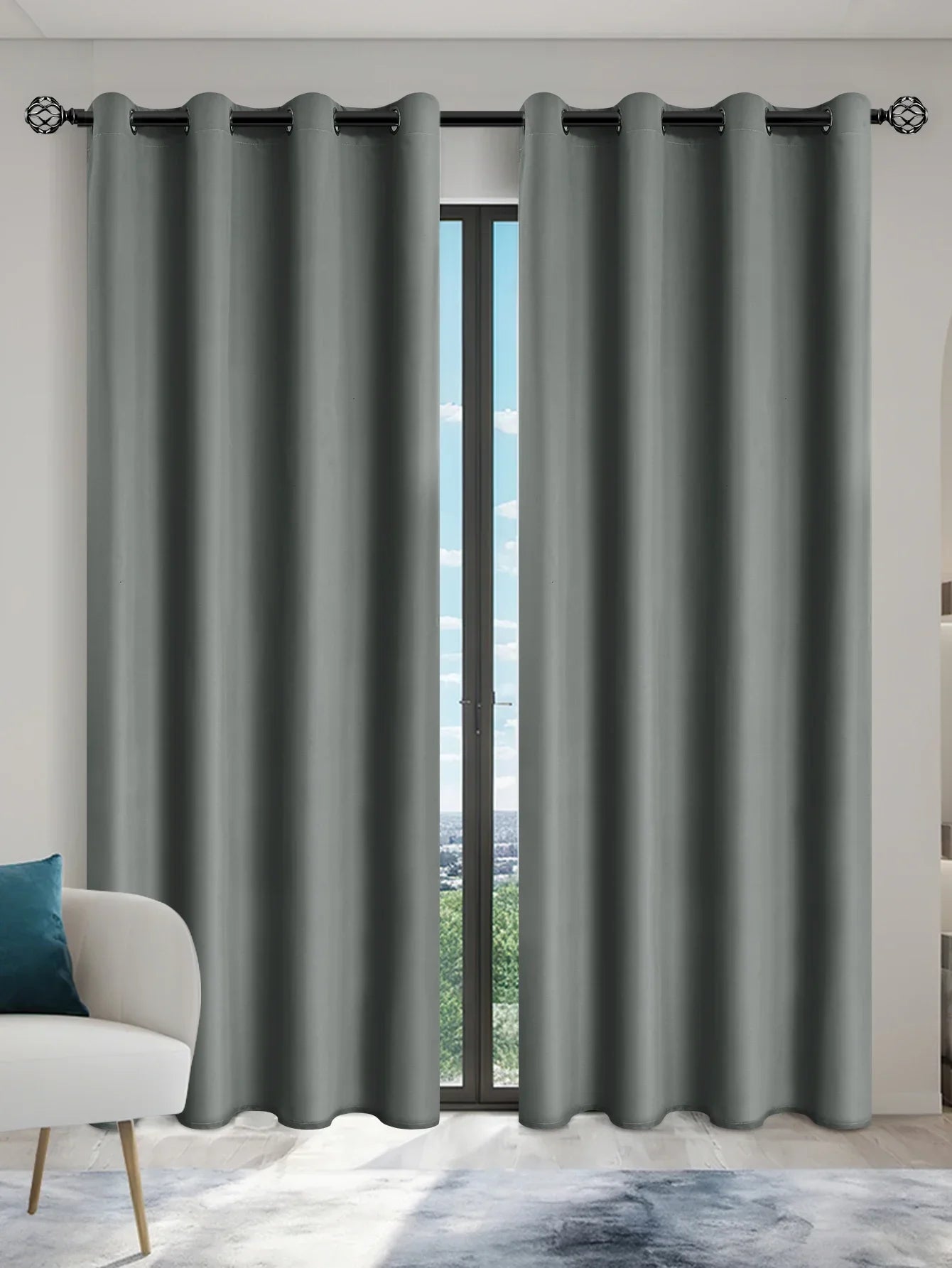 2pcs Solid 100% Blackout Curtain - Curtains for Bedroom and Living Room - UV Protection, Easy Sliding, and Stylish Design