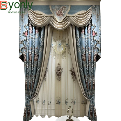 High-end AtmosphereCurations for Living Room American French Large Relief Jacquard Finished European Bedroom Blackout Curtain