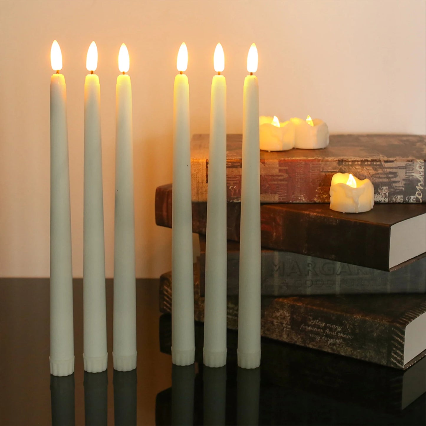 Lot de 6 bougies décoratives LED sans flamme, à piles, avec télécommande et minuterie, pour la maison, les fêtes et les mariages.