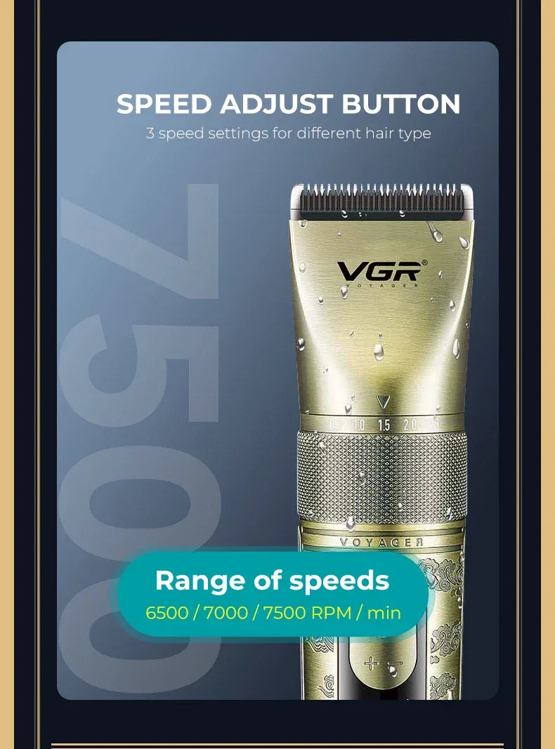 VGR intelligent digital hair clipper metal retro machine height endurance hair trimmer hair salon home carving push shear V-659