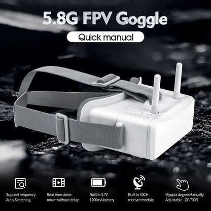 VR100 Video Spectacles Focus Adjustments FPV Goggles with 5.8G 40ch Receiver 3.0 inch Screen for Racing Drone Micro Whoop