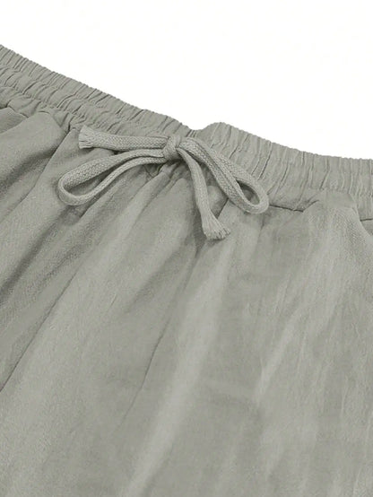Men Linen Wide Leg Casual Pants Loose Lightweight Trousers Breathable Summer Spring Fall Daily Wear