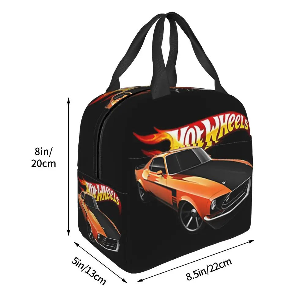 Custom Hot Wheels For Fans Thermal Insulated Lunch Bag Cartoon Sport Car Portable Lunch Container Travel Multifunction Food Box