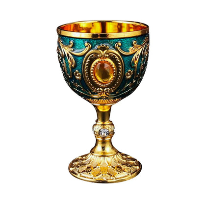 Delicate Drink Cup Retro Metal Diamond-encrusted Wine Glass European Style  Whiskey Glass Anti-break Chalice Gift
