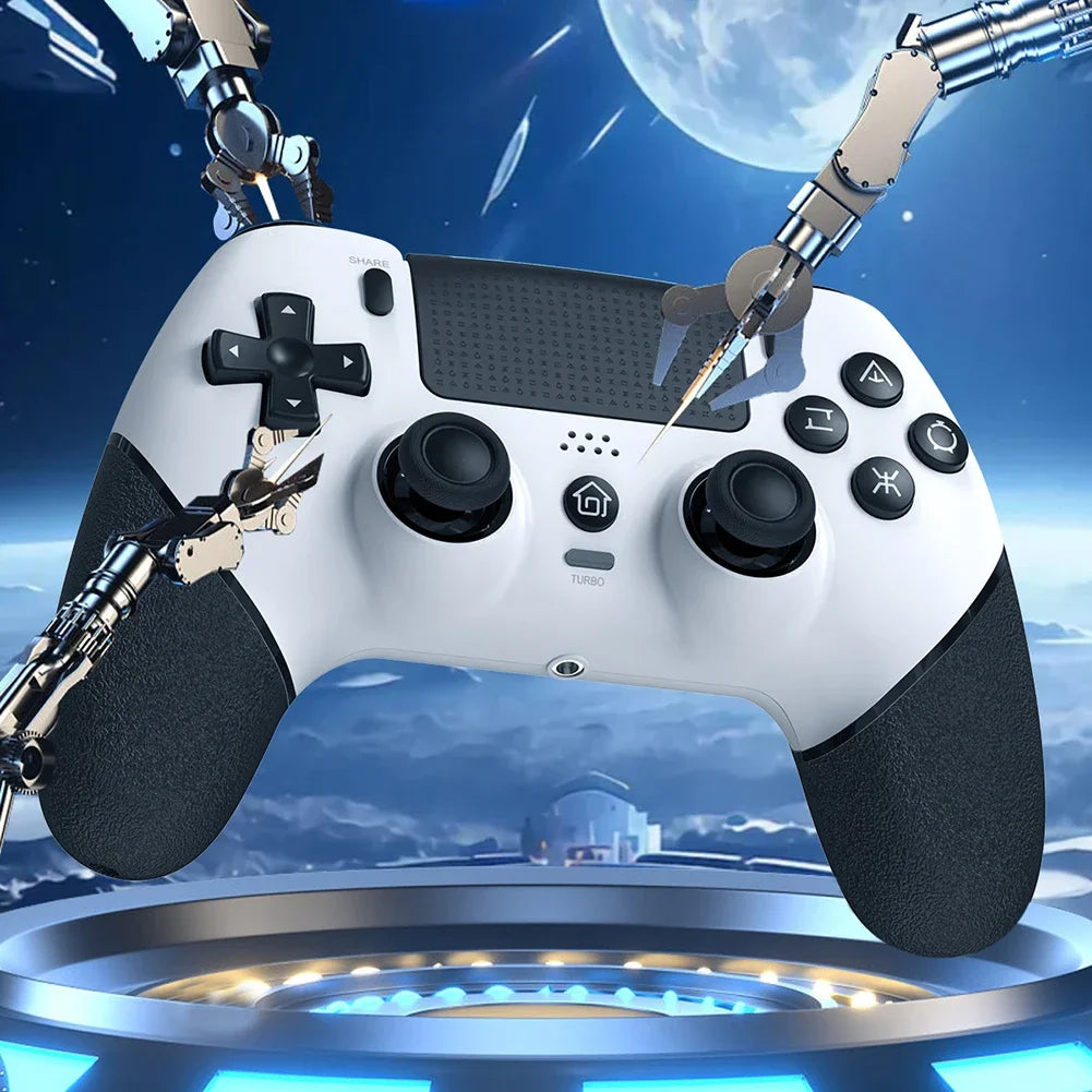 Wireless Gaming Controller 6 Axis Gyro Bluetooth Console Controller Macros Turbo Dual Vibration Hall Effect Joystick for PS4