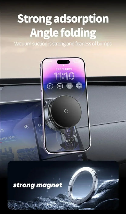 360° Rotation Vacuum Suction Cup For iPhone 12-17 Series Fast Charging Super Strong Magnetic Car Wireless Charger Phone Holder