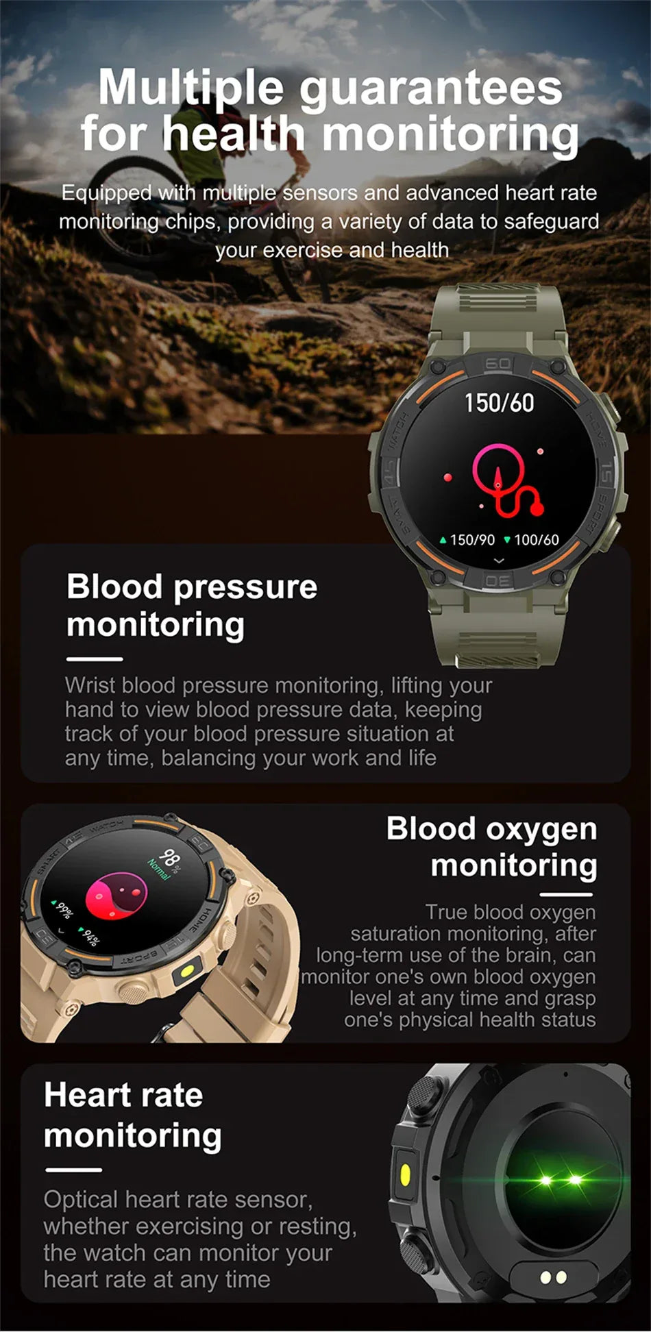 2025 New Sport Smart Watch Men 360*360 HD Screen Flashlight Health Monitoring IP68 Waterproof Heart Rate BT Call Smartwatch Man