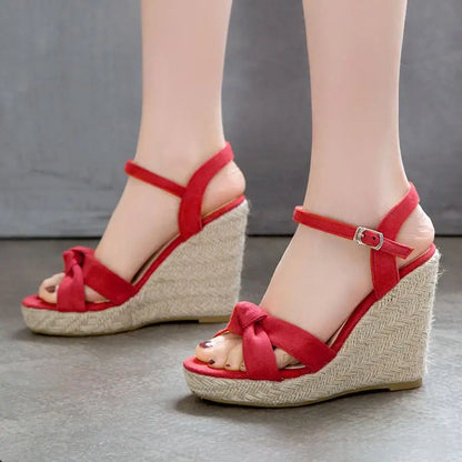 REAVE CAT Brand Women Sandals Open Toe Flock Suede Wedges 11cm Platform Buckle Strap Big Size 44 45 46 Soft Leisure Daily Shoes