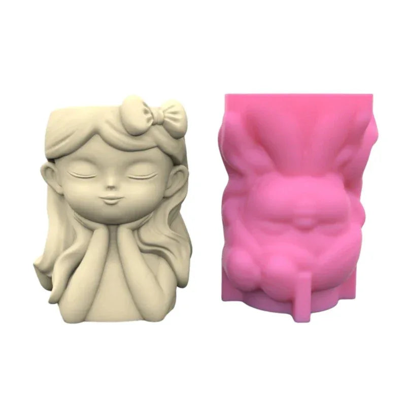 21 Types Nonstick Girls Pen Holder Mold Flower Pot Silicone Mold DIY Crafts Ornament Tool DIY Succulent Planter Mold