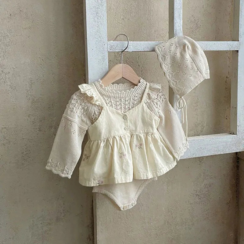 MILANCEL Baby Girl Summer Set Toddler Embroidered Ruffle Dress Top Shorts 2pcs