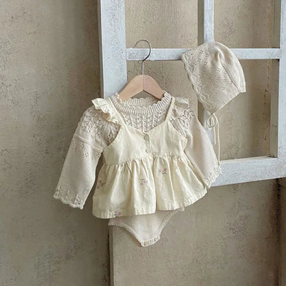 MILANCEL Baby Girl Summer Set Toddler Embroidered Ruffle Dress Top Shorts 2pcs