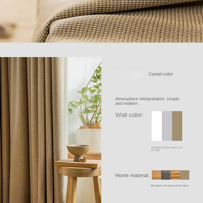 Modern Simple Balcony Drapes Light Luxury Bedroom Thick Blackout Curtain Large Area Bay Window Curtains Home Living Room Drape