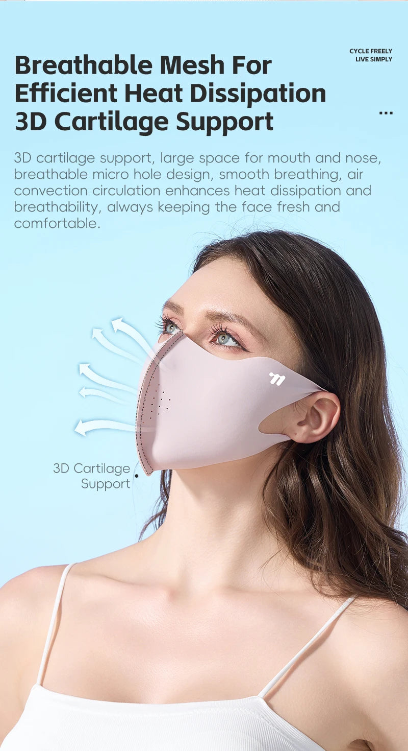 WEST BIKING Summer Sunscreen Traceless Mask 3D Ice Silk Breathable UV Protection Mask Summer Outdoor Sport Cycling Sports Masks
