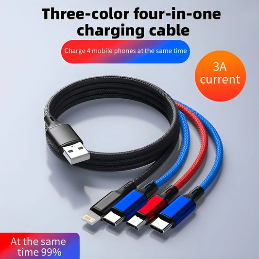 4 in 1 USB Charging Cable For iPhone 13 12 14Pro Max Mini 3 in 1 Micro USB Type C Fast Charging Cord for Android iPhone Huawei