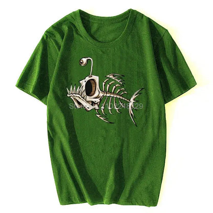 Bonefish Skull Deep Sea Fish Skeleton Funny Fisherman Angler T-Shirt Cotton O-Neck Short Sleeve Men T Shirt Oversize Streetwear