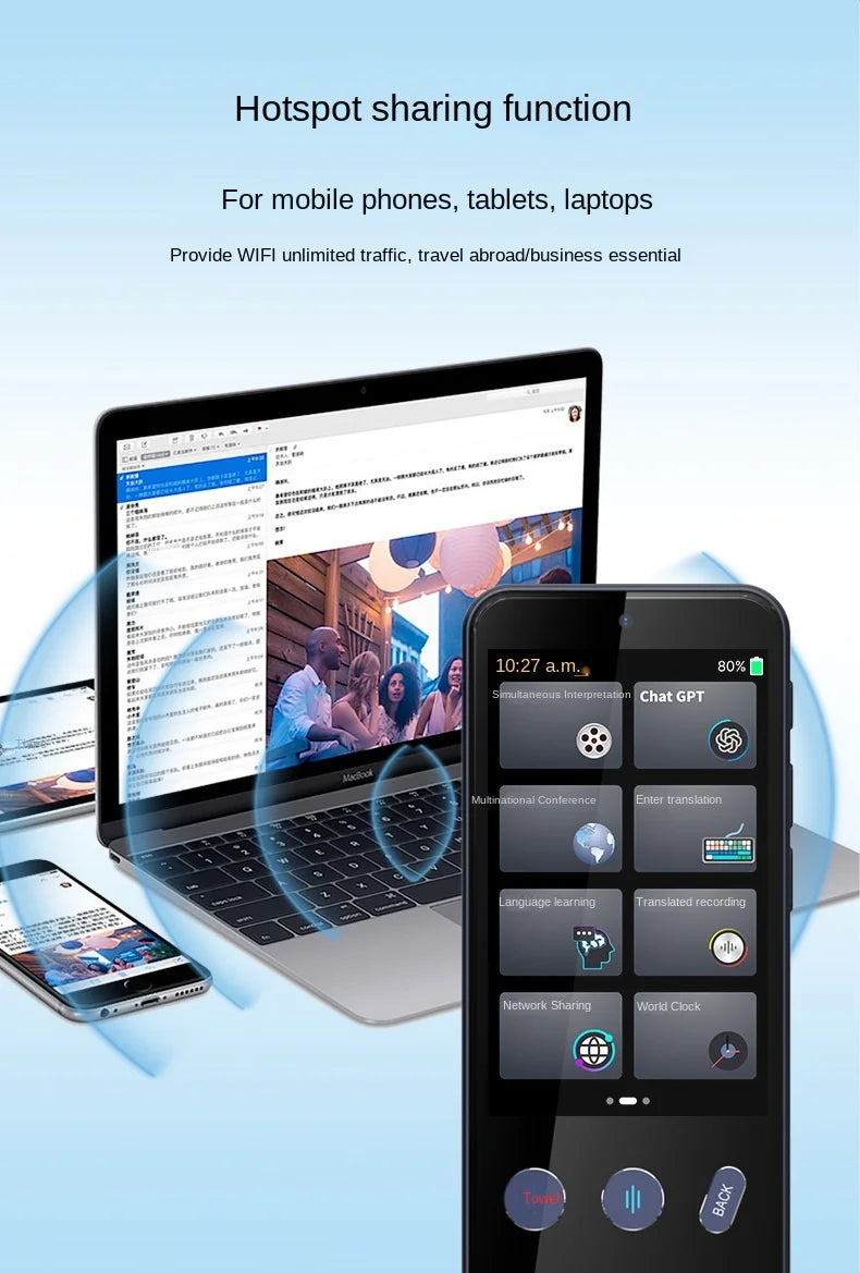 Smart Translator Z9 Global Languages Voice Intelligent Online Translation Machine Speech Translate Device Support 4G SIM Card