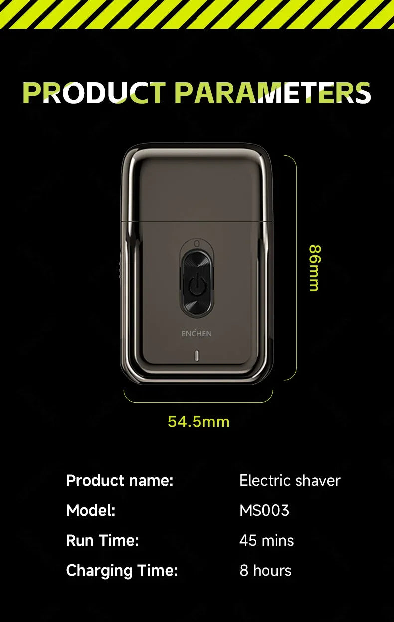 ENCHEN MS003 Compact Foil Shaver With POP-UP Precision Trimmer Type-C Charging With Indicator 7000RPM Strong Motor