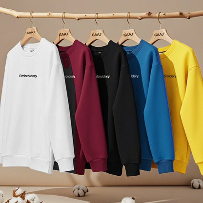 Custom Embroidery Cotton Sweatshirt Customized Brand Design Company Logo Text Men Women Thick Fleece Warm Quality Clothes 350gsm
