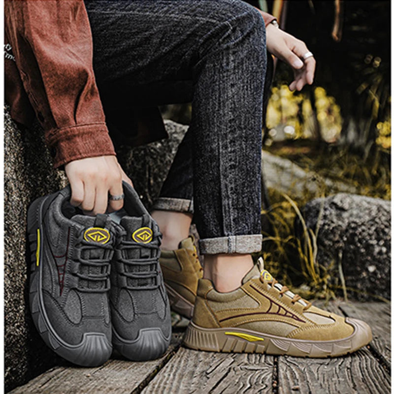 Oulylan Men's Lightweight Safety Shoes Breathable Low-Top Work Shoes Outdoor Fashionable Wear-Resistant Labor Protection Shoes