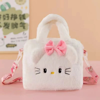 Anime Sanrio Kuromi Capybara Handbag My Melody Cinnamoroll Plush Cosmetic Bag Hello Kitty Travel Storage Bag Women Toy Gifts