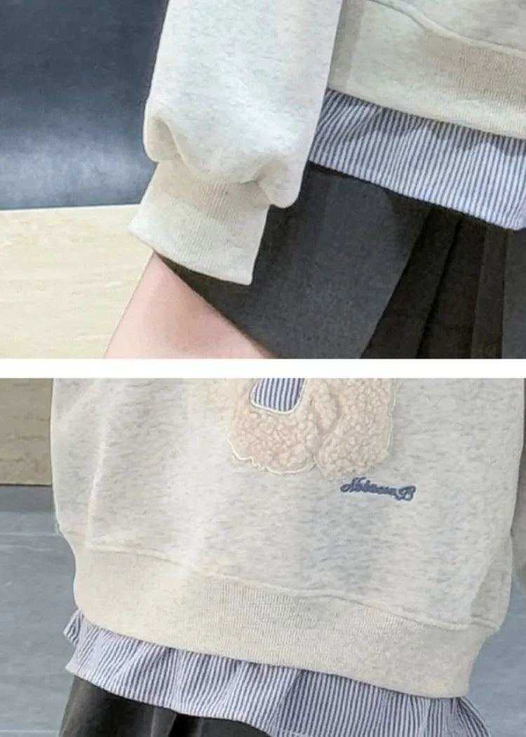 Sweatshirt Girls' 2025 New Faux Two-Piece Polo Hoodie Spring/Autumn Kids Medium-Large Loose Fit Cartoon Puppy Top