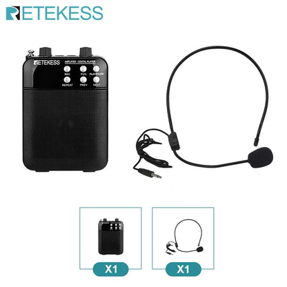 Retekess TR619 Megaphone Portable 3W FM Recording Voice Amplifier Teacher Microphone Speaker Mp3 Player FM Radio for Tour Guide