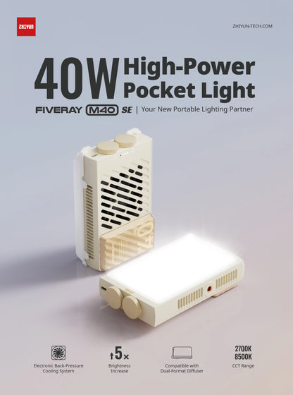 NEW ZHIYUN FIVERAY M40 SE 40W Portable LED Video Light Bi-Color 2700K-8500K Photography Fill Light for Vlog Live Streaming