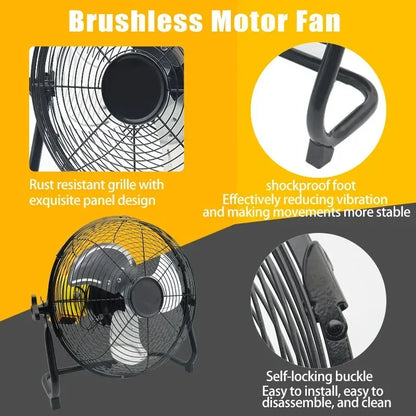 12 Inch Floor Electric Fan Household Commercial Industrial Floor Fan For Bosch For Makita For Milwaukee 18V 20V Li-ion Battery