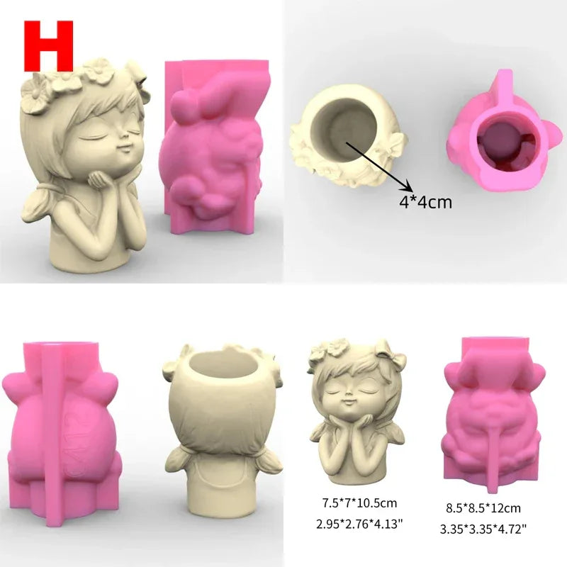 21 Types Nonstick Girls Pen Holder Mold Flower Pot Silicone Mold DIY Crafts Ornament Tool DIY Succulent Planter Mold