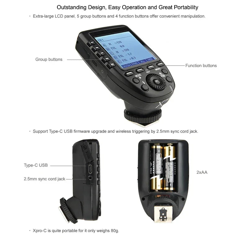 Godox XPro TTL 2.4G Wireless Flash Trigger 1/8000s Mini on Camera Flash Light compatible with Canon Sony Nikon Fuji Olympus