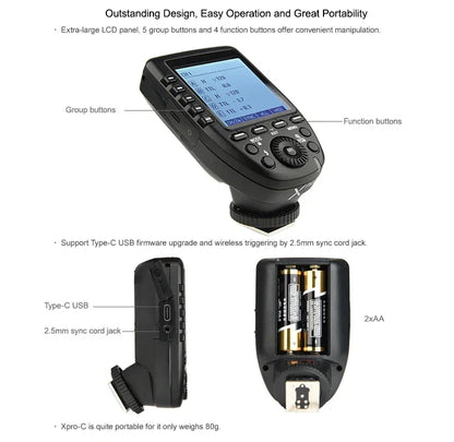 Godox XPro TTL 2.4G Wireless Flash Trigger 1/8000s Mini on Camera Flash Light compatible with Canon Sony Nikon Fuji Olympus