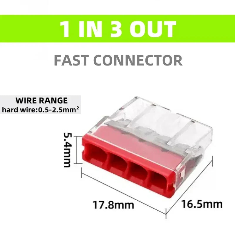 10/50/100 Pcs CMK 20 Mini Quick Wire Connectors 2/3/4/5/6/8 Ports Terminal Block Hard Stainless Easy Electric Quick Push-In