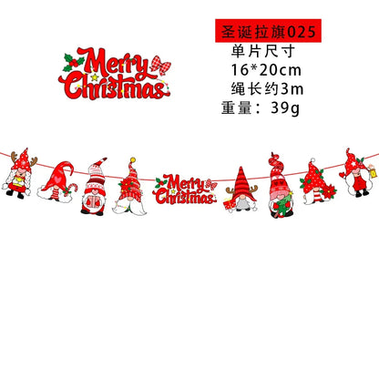 Christmas Banner Tree Ornaments Merry Decoration for Home 2025 Santa Claus Pendant Xmas Gifts New Year 2026 Flag Party Pulling