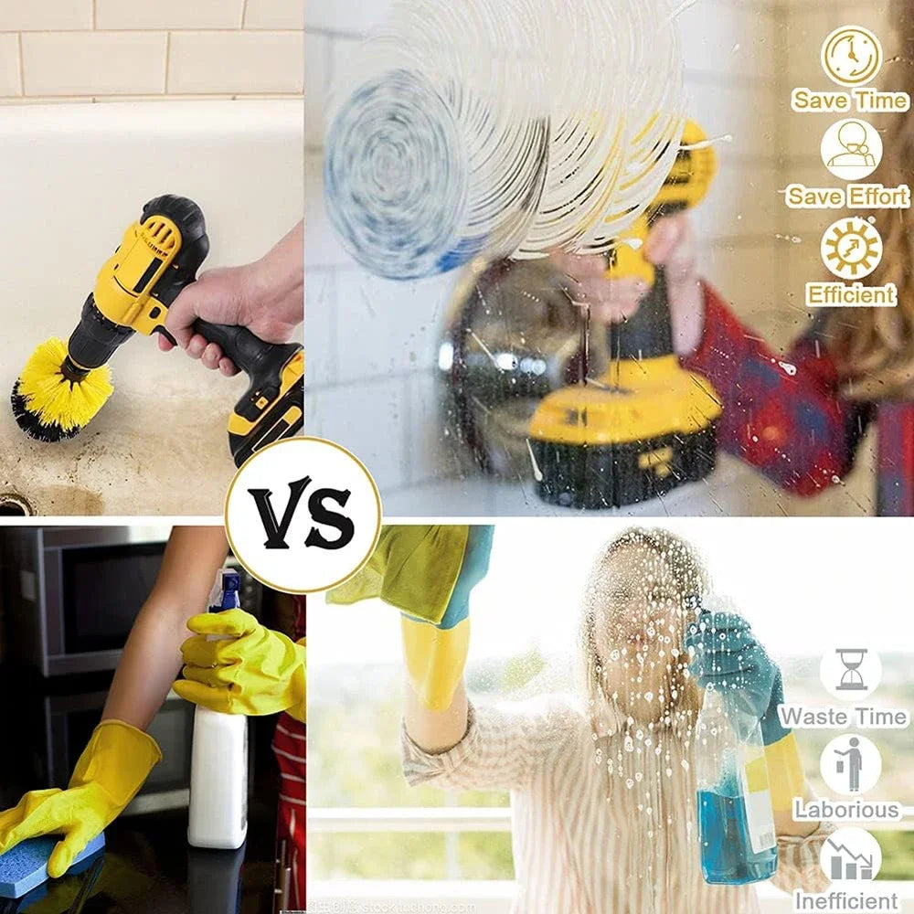 3Pcs Set Electric Scrubber Brush Drill Brush Kit Plastic Round Cleaning Brush For Carpet Glass Car Tires Nylon Brushes 2/3.5/4''