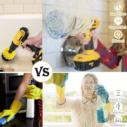 3Pcs Set Electric Scrubber Brush Drill Brush Kit Plastic Round Cleaning Brush For Carpet Glass Car Tires Nylon Brushes 2/3.5/4''