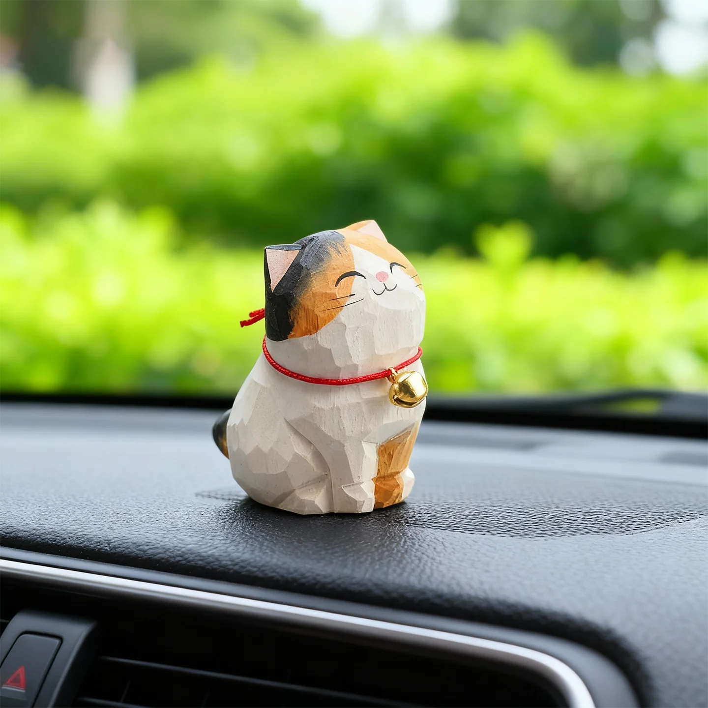 Cute Cat Animals Figurine Decorative Wooden  Ornament Kitten Statue Calico Golden gradient cat Home Office Desk Car Decor Gift