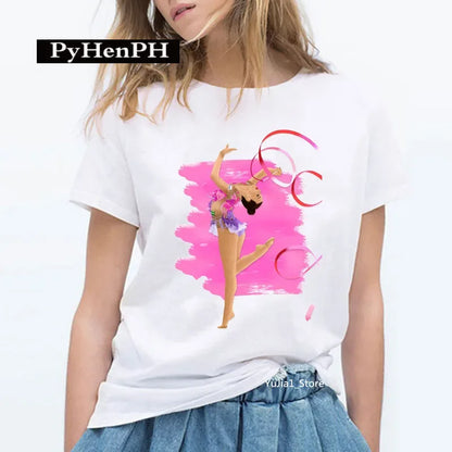 Gymnast Dancer T Shirt  Fashion Gymnast Artistic Gymnastics Printed T-shirt for Women Parent-child Clothing Oversized T Shirt