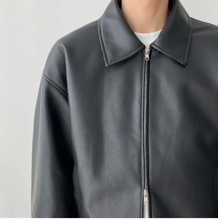 Autumn Black Leather Jacket Men Fashion Oversized Leather Jackets Mens Streetwear Korean Loose Hip-hop Bomber Jacket Men Coat