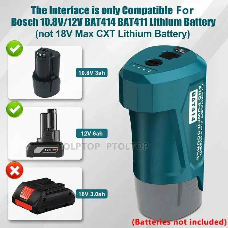 Charger Converter USB Power Adapter Phone Charger Adapter For Milwaukee For Makita For Bosch 12V Battery 12V DC Output Port