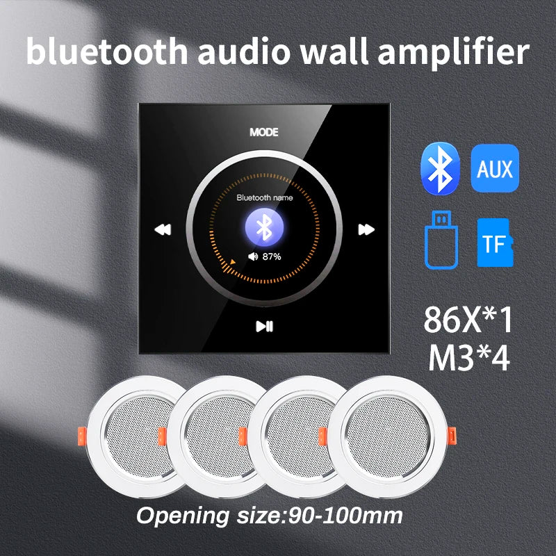86 New item hifi professional smart wall mount stereo Background Music System speaker sets bluetooth mini in wall amplifier