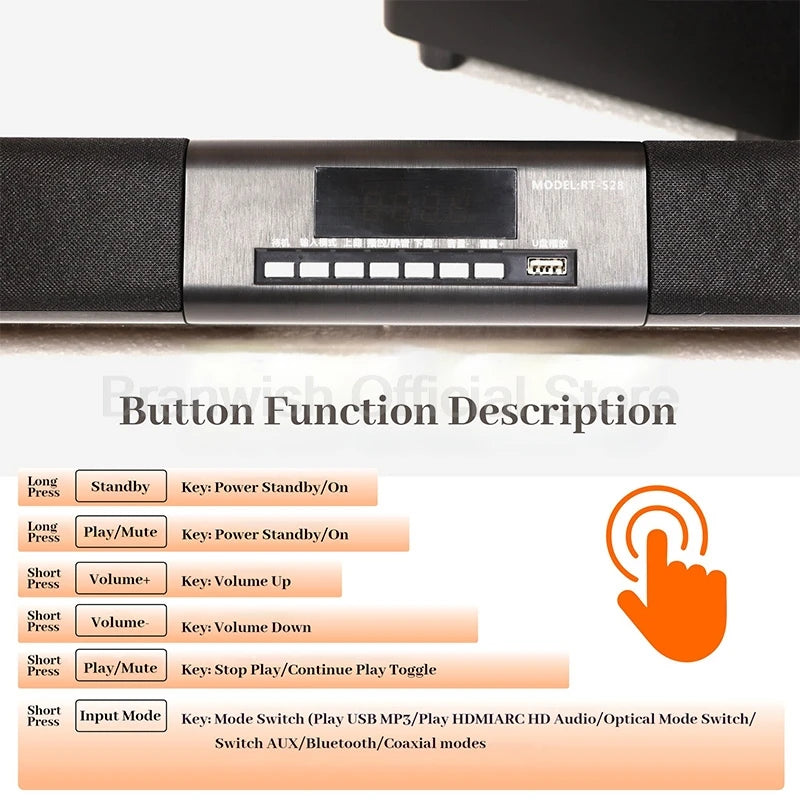 Powerful Bass 2.1 Soundbar With Subwoofer Wireless Karaoke Microphone Bluetooth 5.3 Home Theater Audio For TV Projector Home KTV