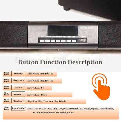 Powerful Bass 2.1 Soundbar With Subwoofer Wireless Karaoke Microphone Bluetooth 5.3 Home Theater Audio For TV Projector Home KTV