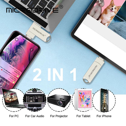 OTG Flash Drive USB3.0 for iPhone with 2 in 1 USB to lightning & usb 3.0 pendrive for iPhone 6/7/8//11/12/13 /14/ for Ipad