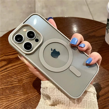 Luxury Magsafe Wireless Charge Phone Case for iPhone 16 15 14 Plus 13 12 11 Pro Max Mini Magnetic Soft Bumper Transparent Cover